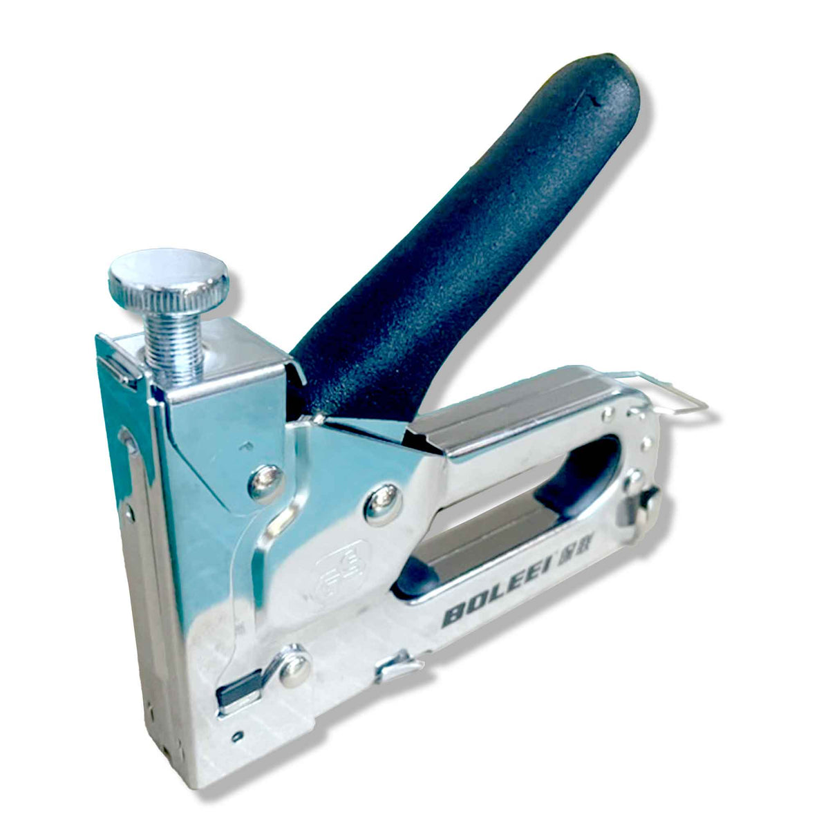 Heavy Duty Adjustable Stainless Steel Metal Staple Tacker Gun Silver/Black