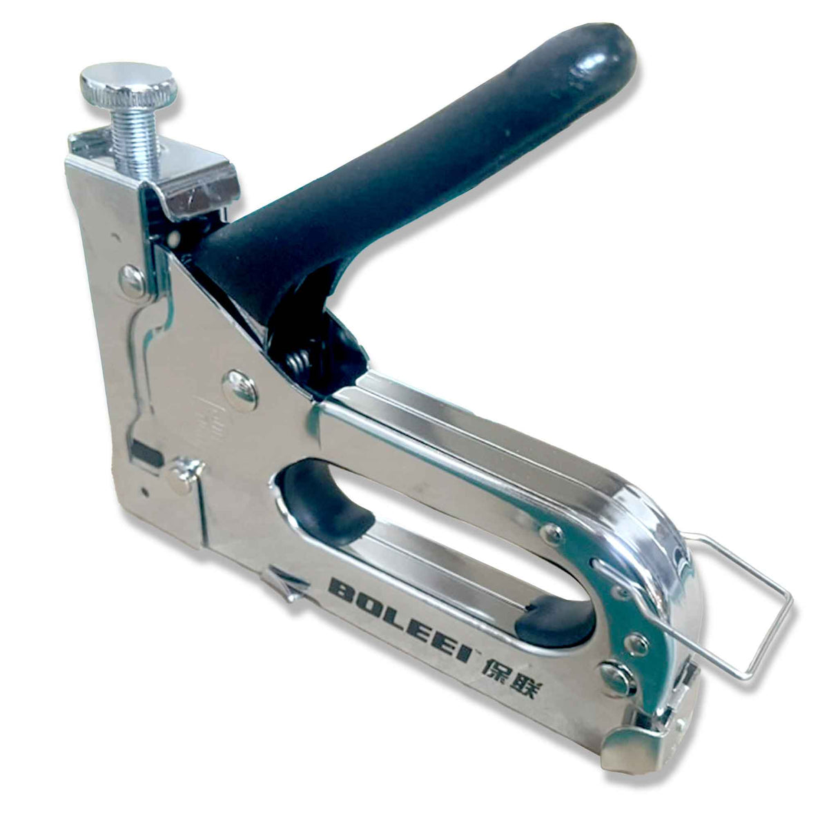 Heavy Duty Adjustable Stainless Steel Metal Staple Tacker Gun Silver/Black