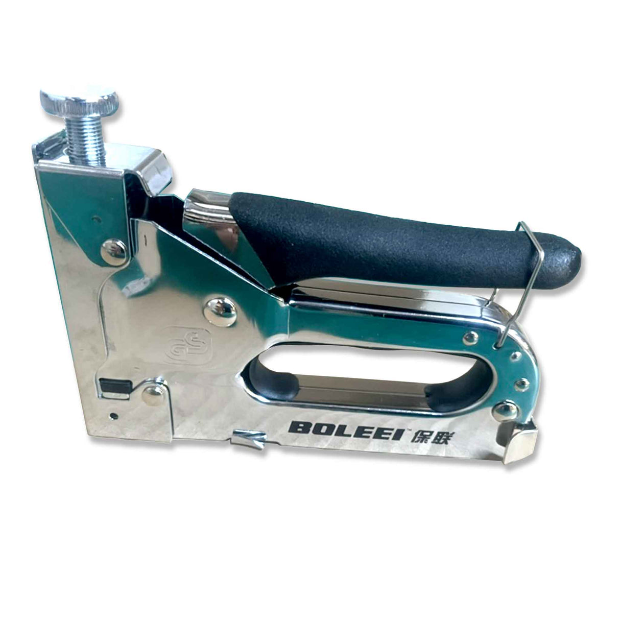 Heavy Duty Adjustable Stainless Steel Metal Staple Tacker Gun Silver/Black