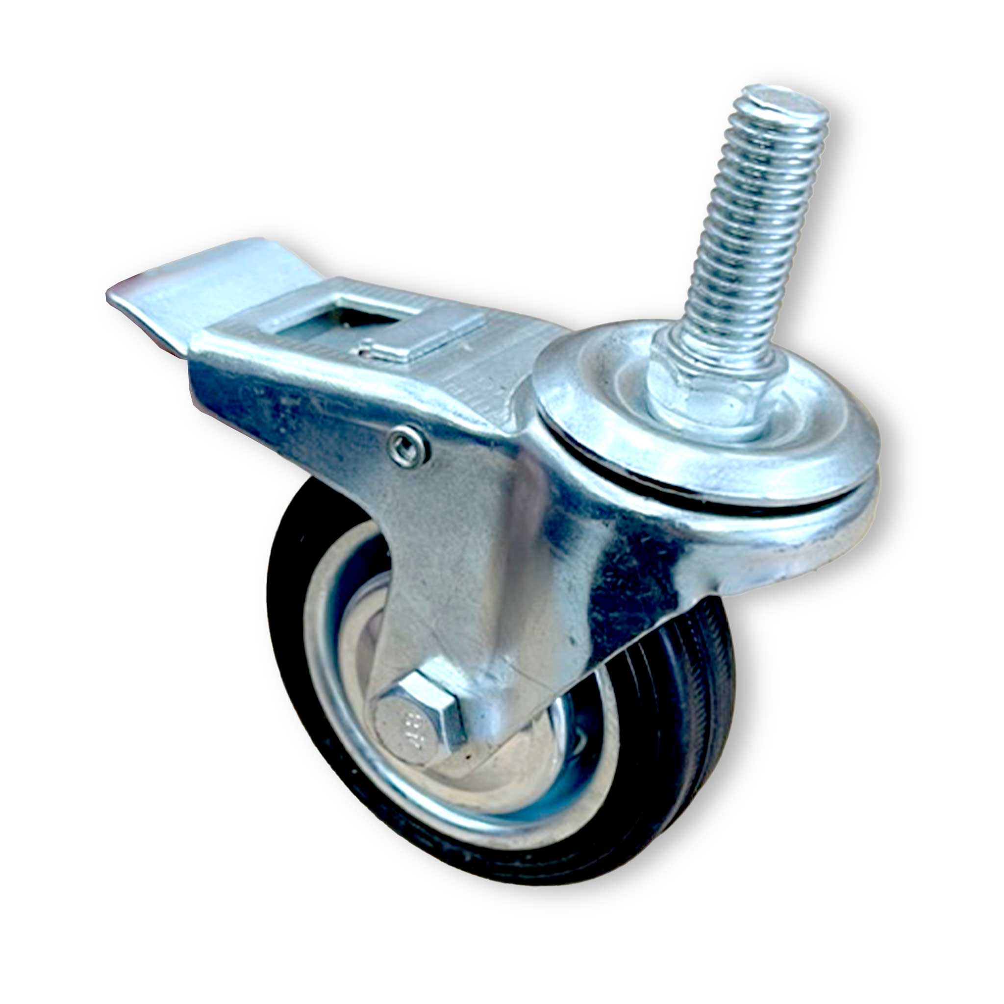 Rubber Castor Trolly Wheel with Galvanised Frame and Break System - collection by Buzzbee Beekeeping Supplies