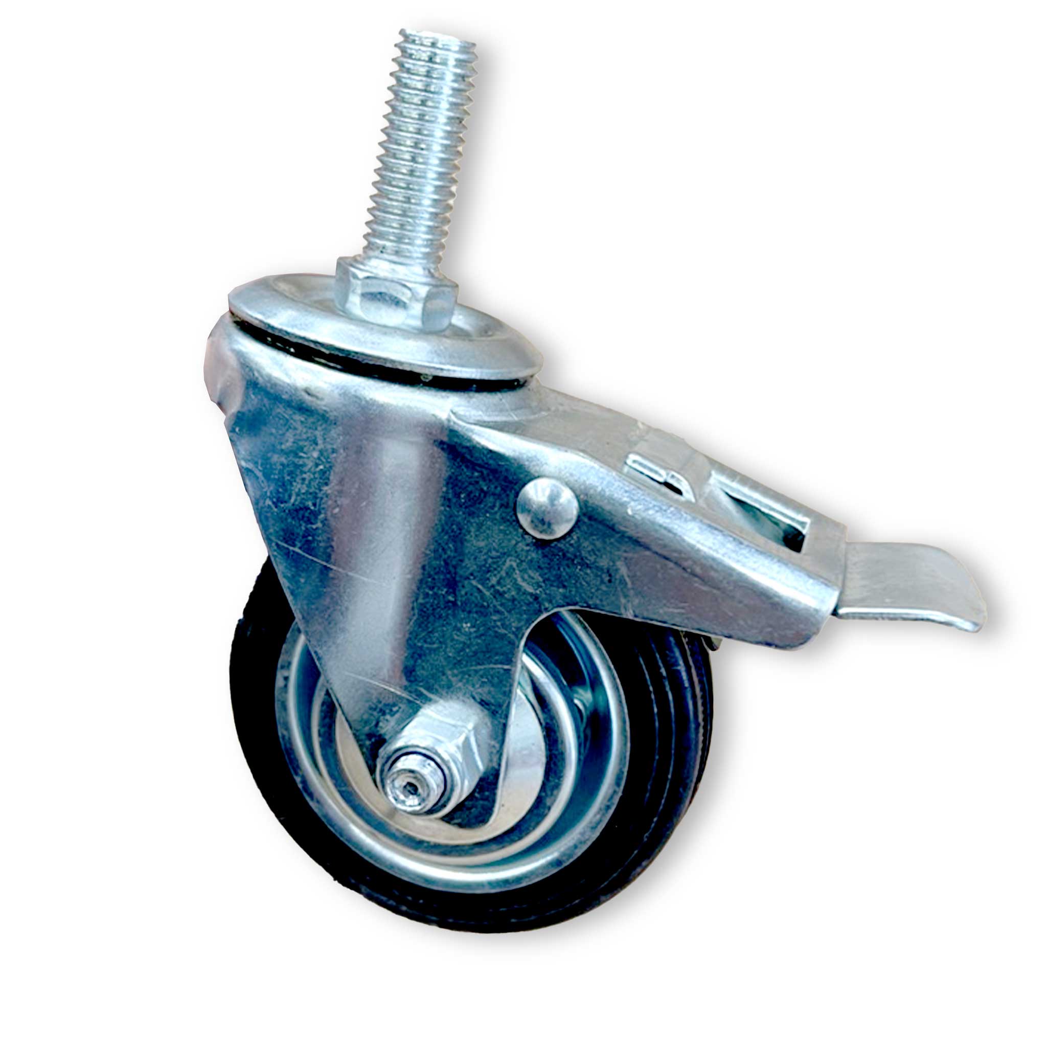 Rubber Castor Trolly Wheel with Galvanised Frame and Break System - collection by Buzzbee Beekeeping Supplies