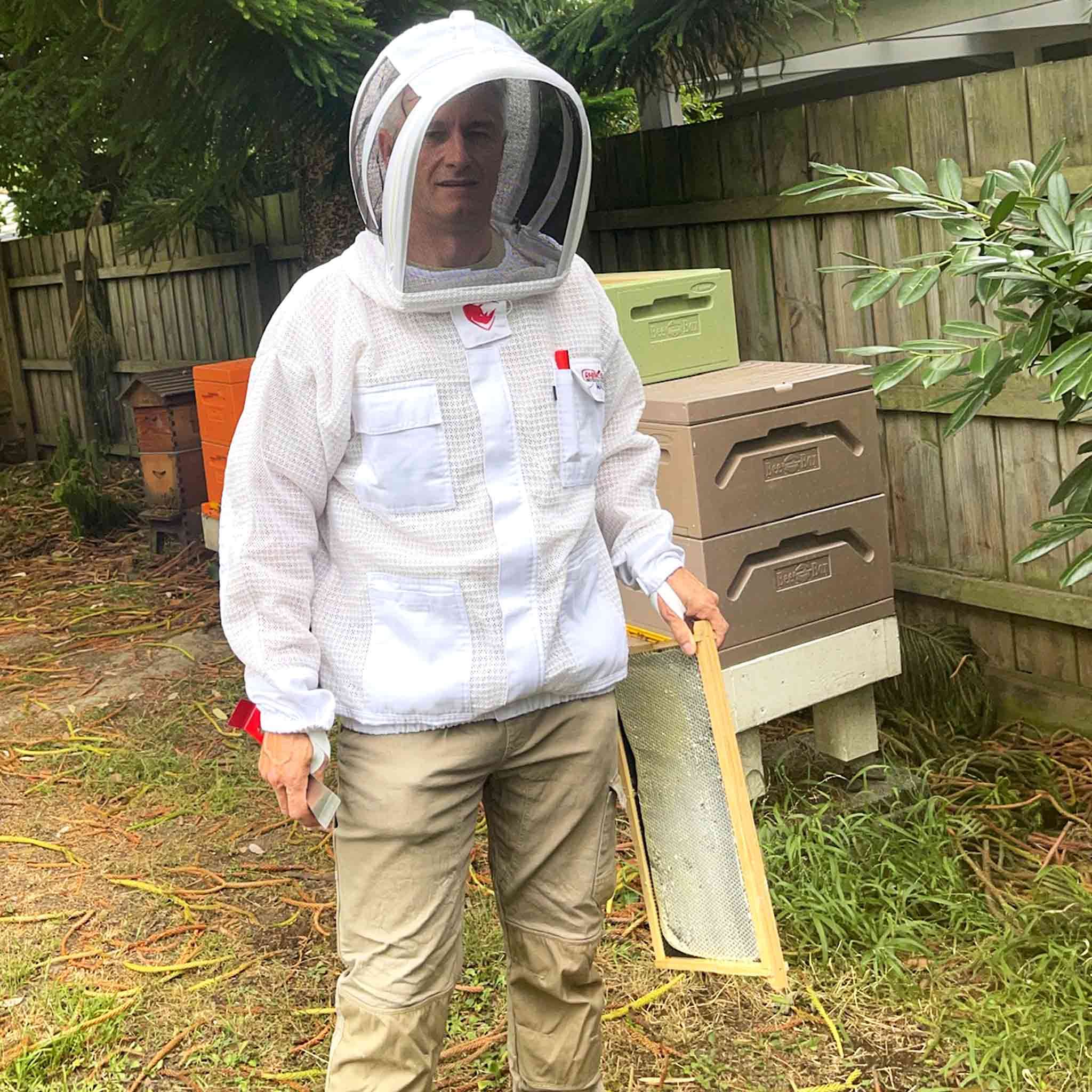 RhinoGuardMax (Cool White)- Maximum Protection Beekeeping Ventilated Jacket - Beekeeping Jackets collection by Buzzbee Beekeeping Supplies