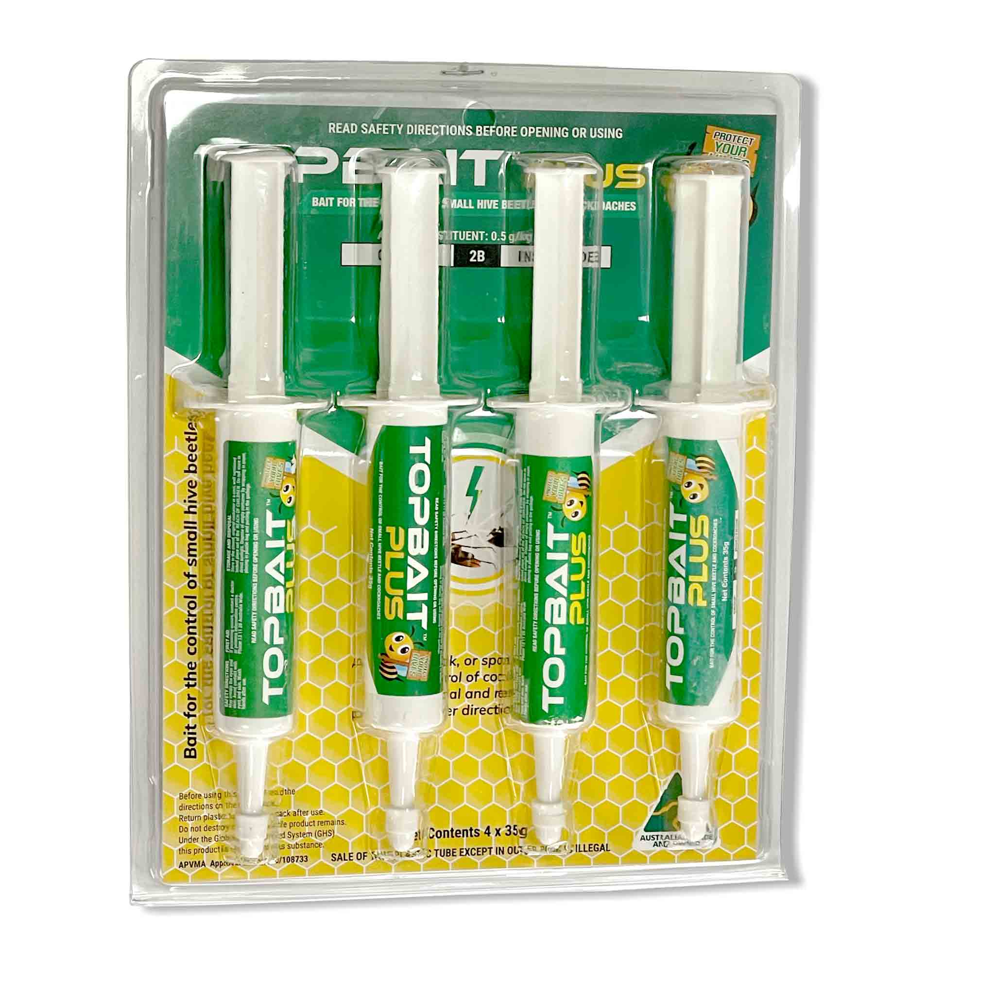 TopBait Plus 4 x 35g Pack Applicators for Treatment and Control of Small Hive Beetles and Cockroaches - Health collection by Buzzbee Beekeeping Supplies