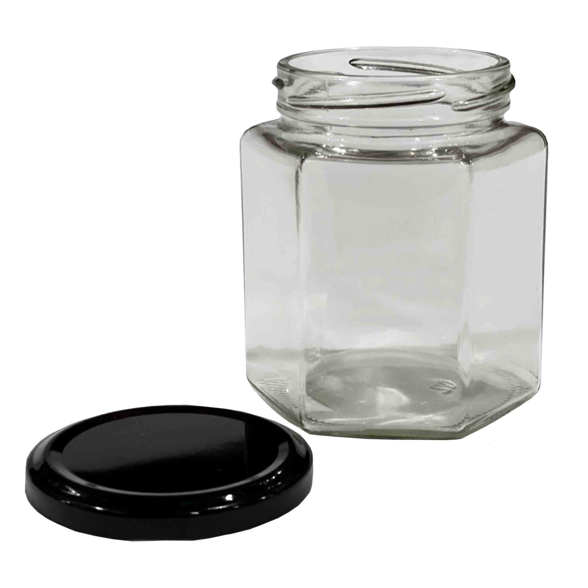 Honey Hexagonal Clear Glass Jar - 380ml (72 Pack) - Processing collection by Buzzbee Beekeeping Supplies