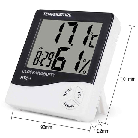 Digital Indoor Thermometer Hygrometer Room Temp Humidity Meter Clock - Accessories collection by Buzzbee Beekeeping Supplies