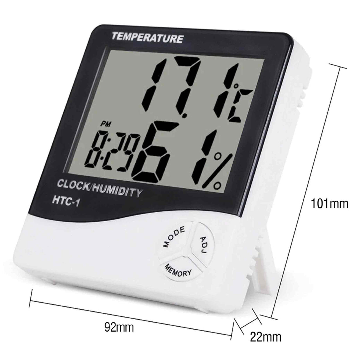 Digital Indoor Thermometer Hygrometer Room Temp Humidity Meter Clock
