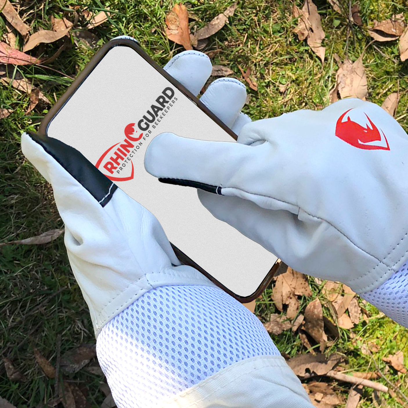 RhinoGuard Tough Airmesh Semi-ventilated Cow Hide with Touchscreen Gloves