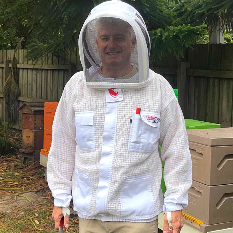 RhinoGuardMax (Cool White)- Maximum Protection Beekeeping Ventilated Jacket - Beekeeping Jackets collection by Buzzbee Beekeeping Supplies