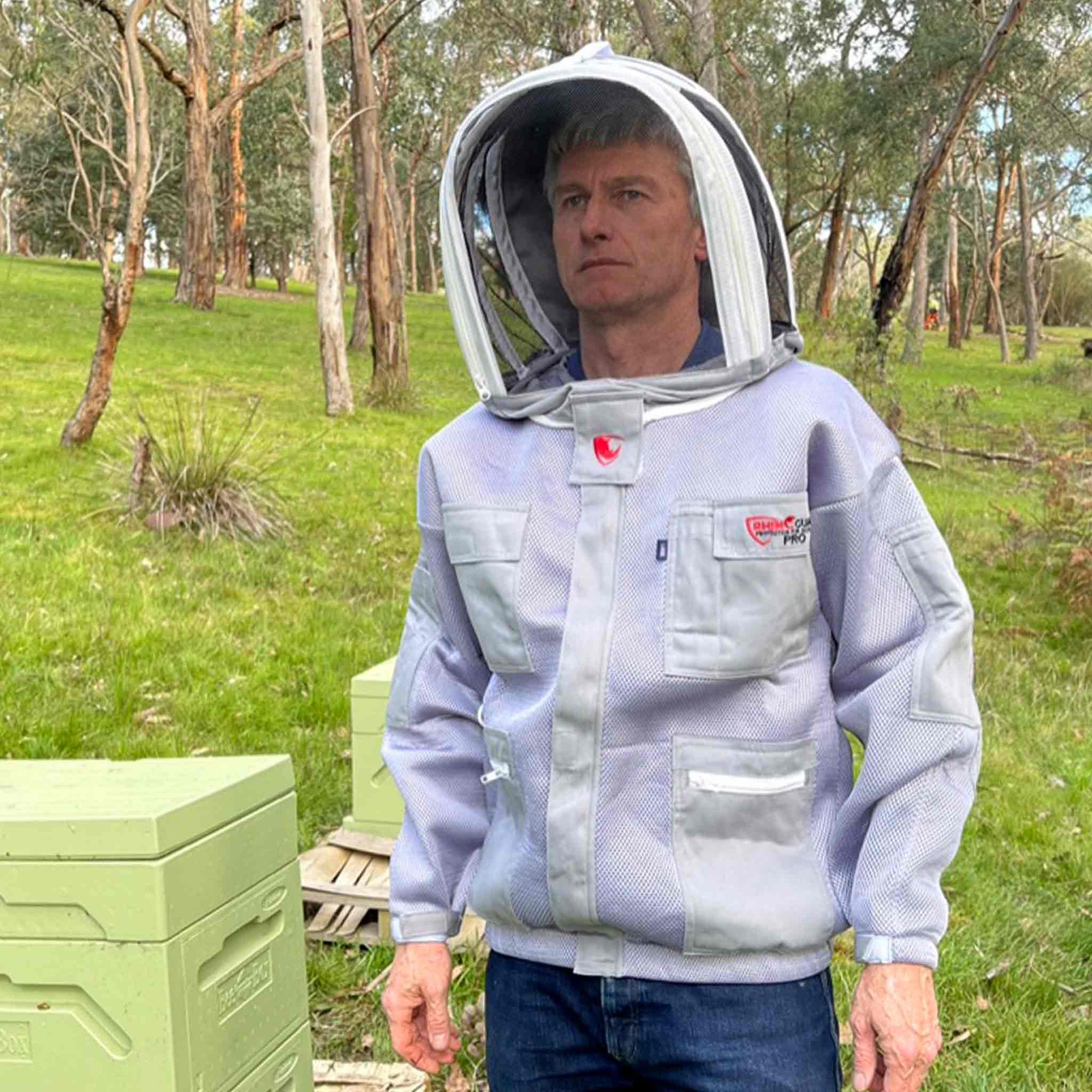 RhinoGuardPro (Cool Grey)- Ultimate Beekeeping Ventilated Jacket - Beekeeping Jackets collection by Buzzbee Beekeeping Supplies