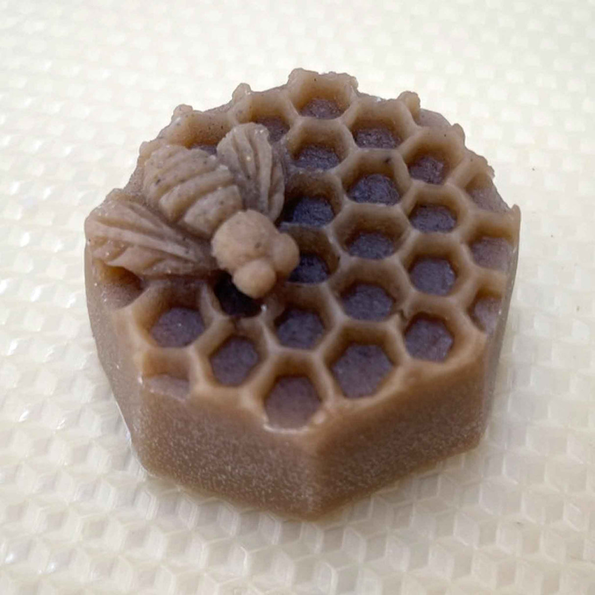 Hexagonal Shallow Beeswax Silicon Mould with Comb and Bee on Surface - Wax Melters & Moulds collection by Buzzbee Beekeeping Supplies