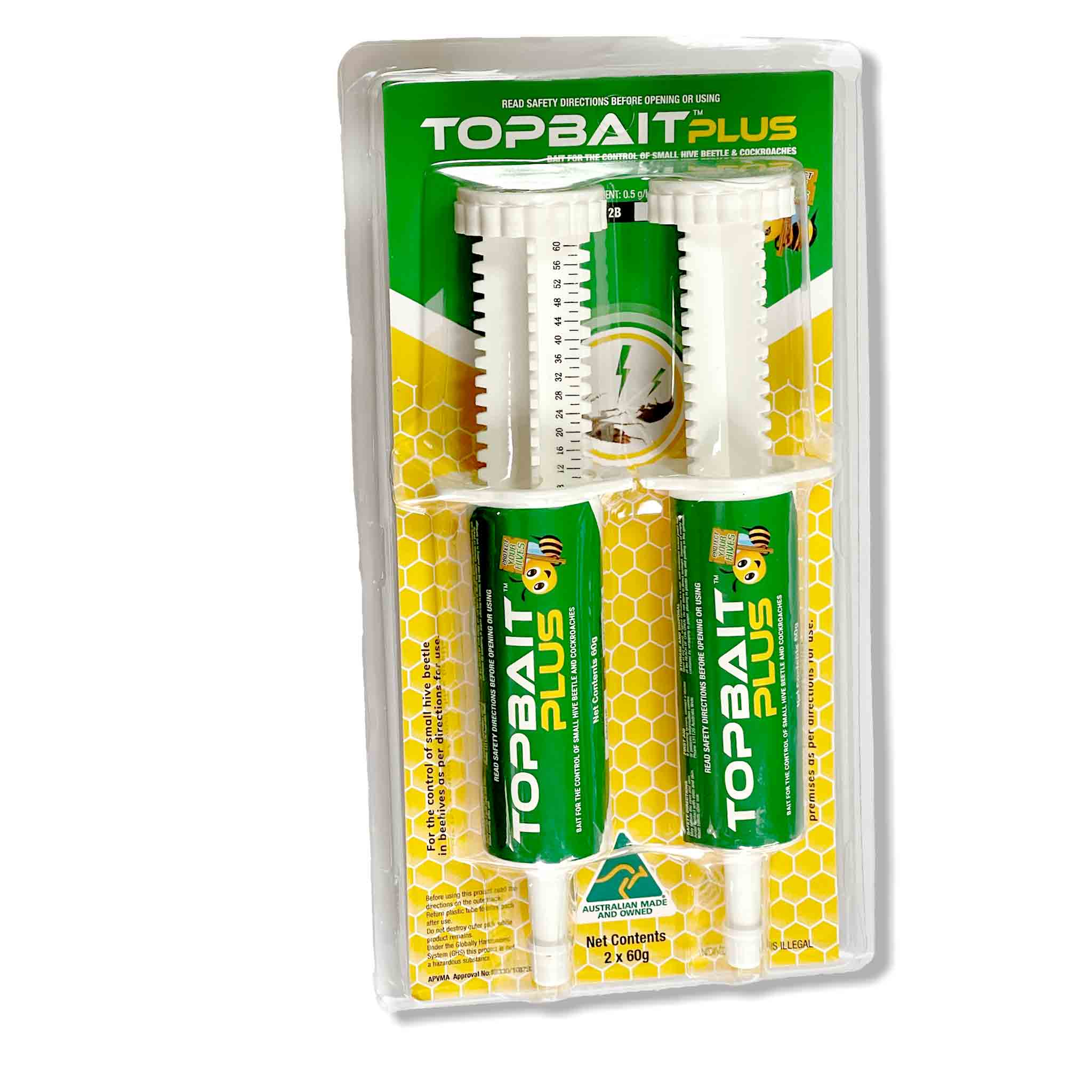 TopBait Plus 2 x 60g Pack Applicators for Treatment and Control of Small Hive Beetles and Cockroaches - Health collection by Buzzbee Beekeeping Supplies