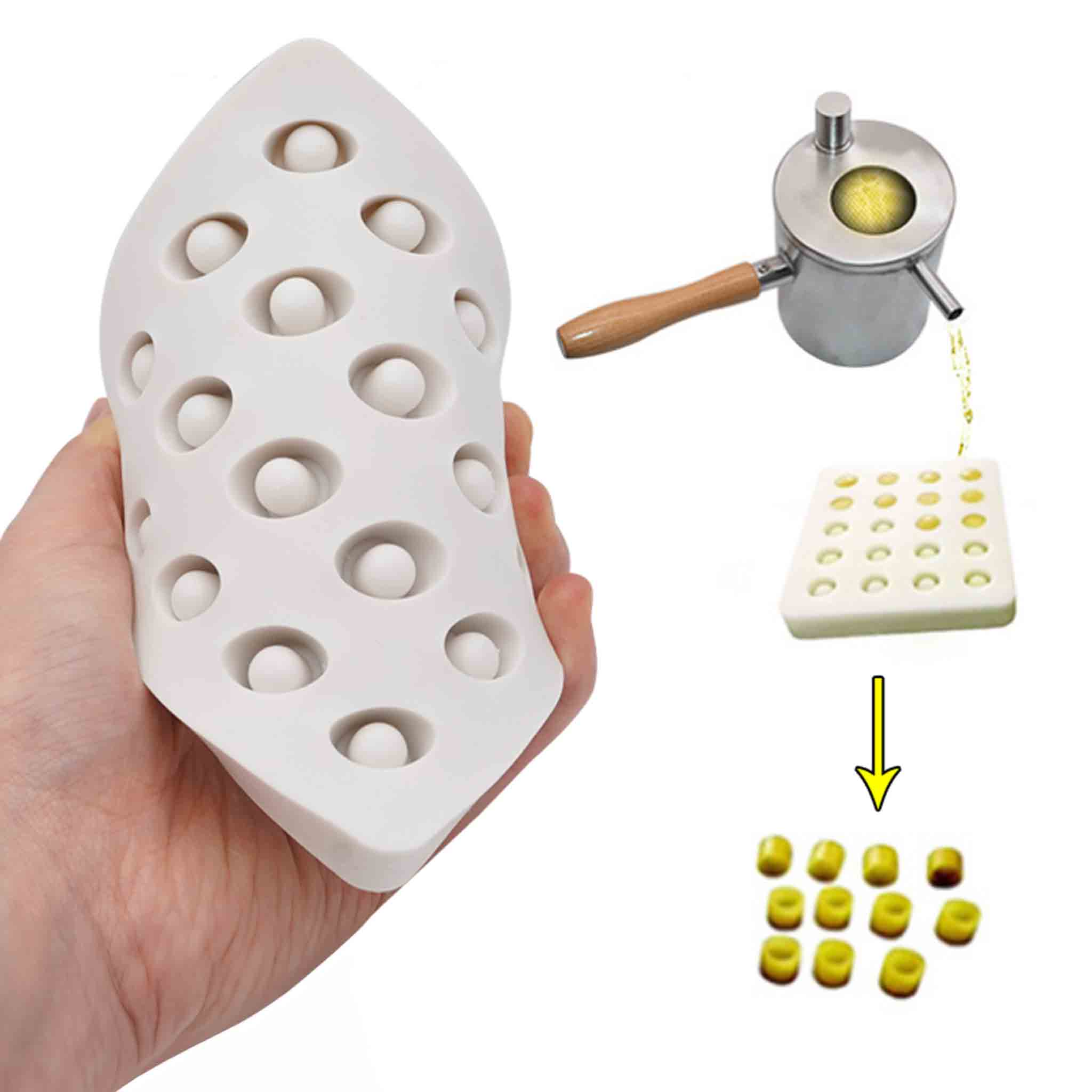 Natural Beeswax Queen Bee Cell Making Kit with Silicon Moulds and Wax Melting Burette Pot - Queen collection by Buzzbee Beekeeping Supplies