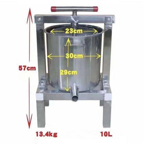 Honey and Wax Stainless Steel Press - 10L - Manual - Honey Extractor collection by Buzzbee Beekeeping Supplies