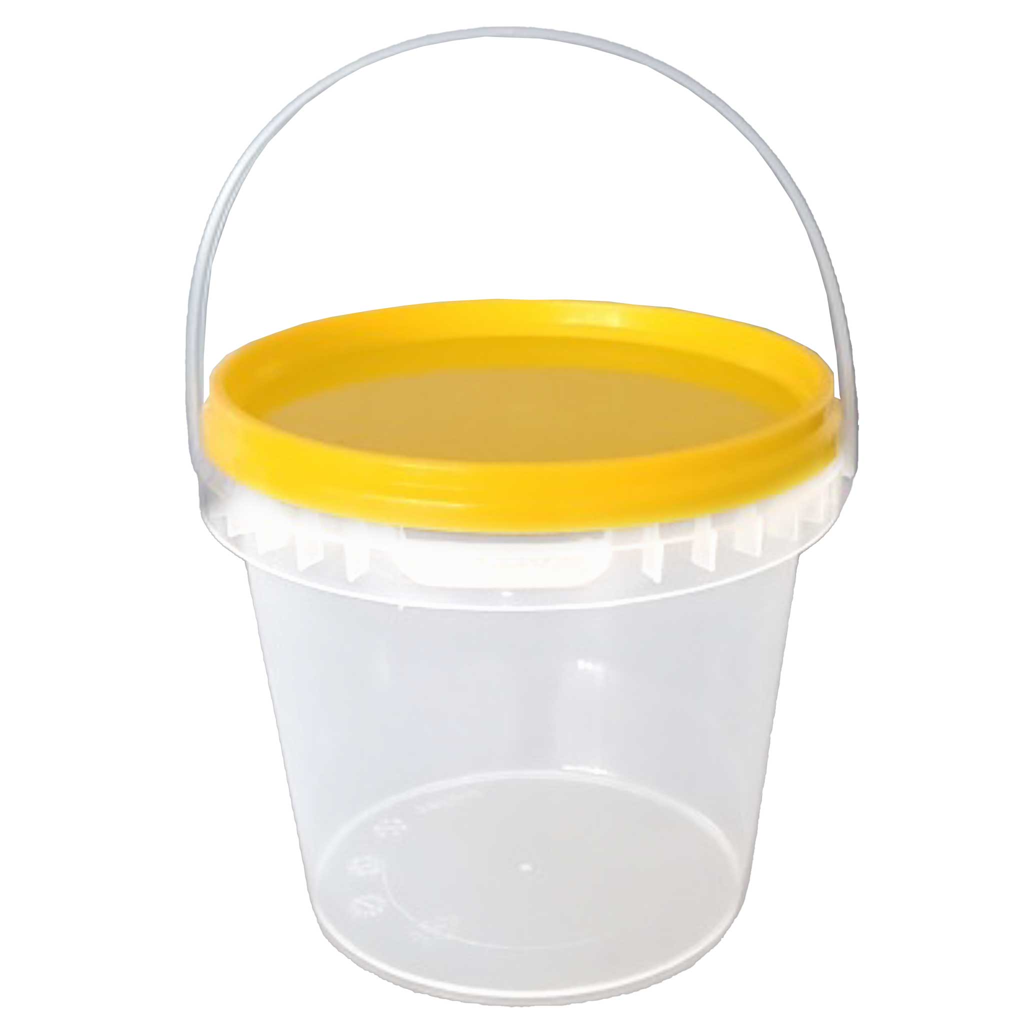 Honey Bucket/Pail/Jar Clear with lid and handle - 730ml/1kg (100 Pack) - Processing collection by Buzzbee Beekeeping Supplies